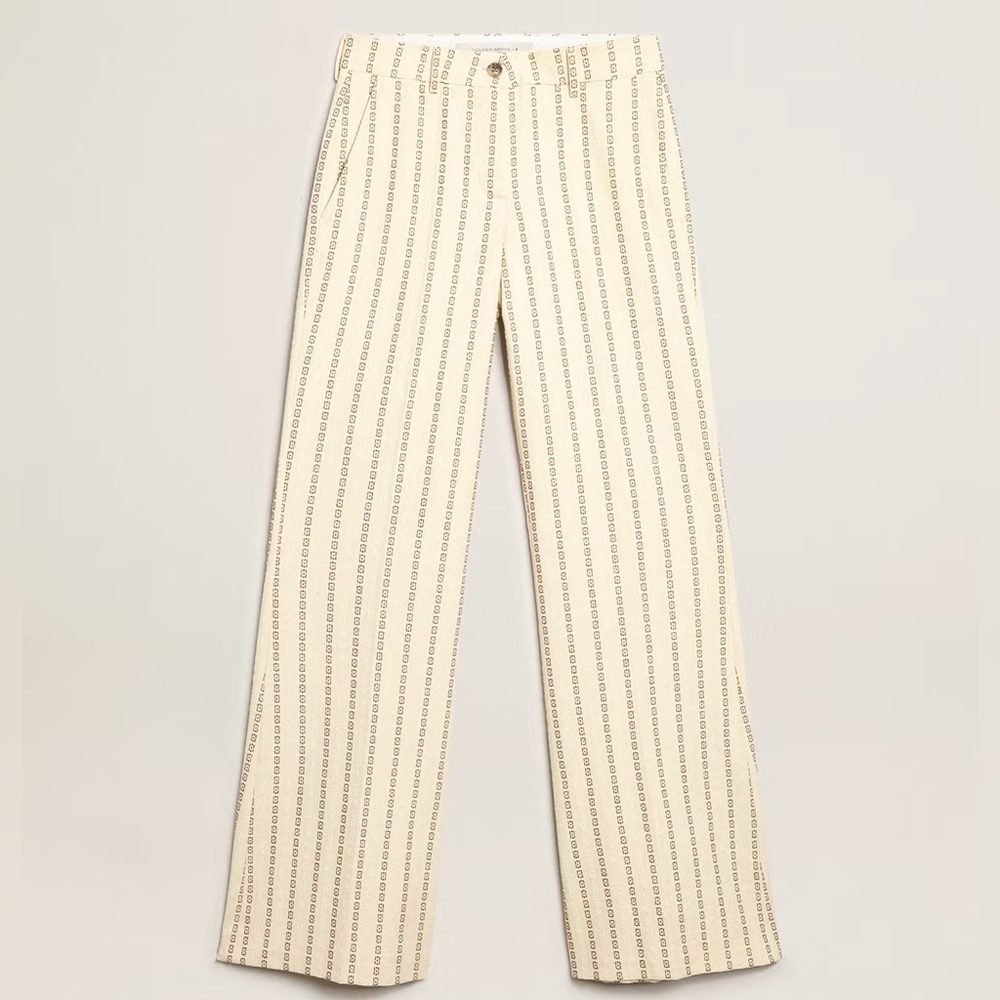 Golden Goose Cream Jacquard Flared Cotton Pants NWT - Picture 2 of 12